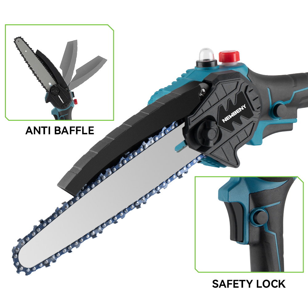 NEWBENY 1500 Вт 8-дюймовая бесщеточная аккумуляторная электрическая цепная пила перезаряжаемые деревообрабатывающие садовые электроинструменты для батарейного штифта Makita
