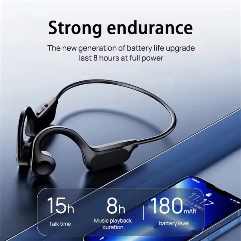 BMAD-auriculares inalámbricos de conducción ósea para deporte y natación, cascos compatibles con Bluetooth, manos libres con micrófono para correr X7