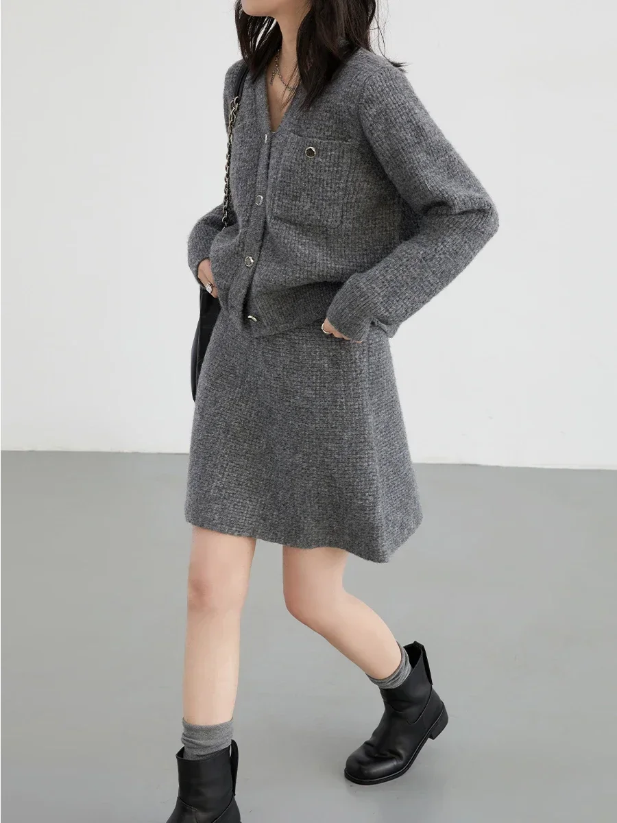 CHIC VEN-cárdigan de punto para mujer, suéter informal suelto, falda de línea a elástica, ropa de primavera y otoño, 2024