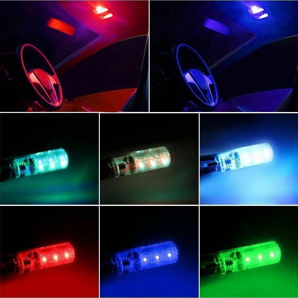 ไฟโดมพู่ห้อยสำหรับ W5w T10 168 5050หลอด LED ซิลิโคนด้านข้างไฟ LED ตัวควบคุมระยะไกลโคมไฟ RGB ไฟแสดงความกว้างของหลอดไฟ