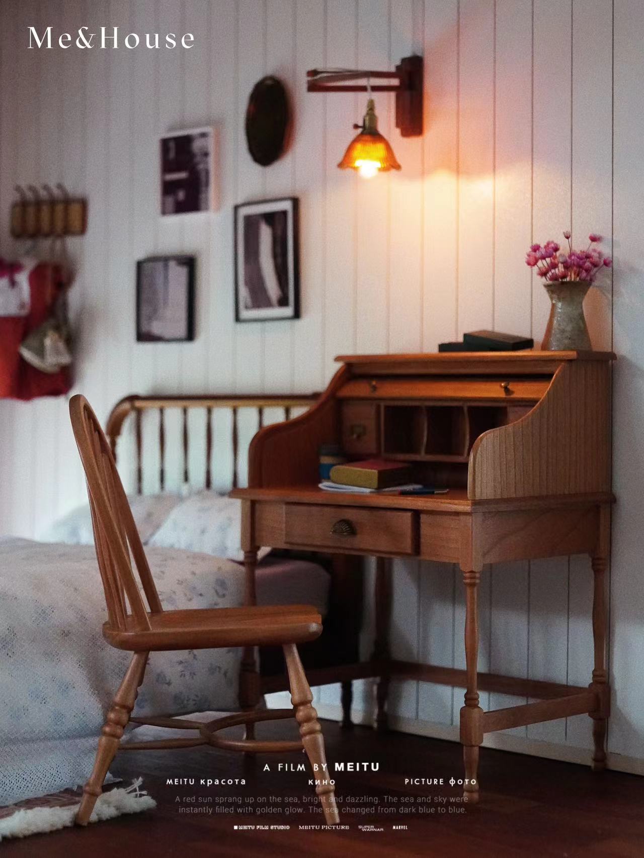 1/6  Dollhouse study Room Accessories  Mini Furniture Retro shutter desk