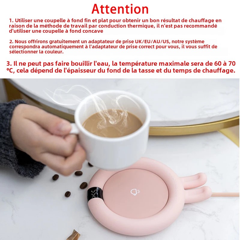 Nouveau chauffe-tasse à café, dessous de verre chauffant électrique pour le bureau et la maison, chauffe-tasse à thé réglable à 3 températures, cadeau de noël et d'anniversaire
