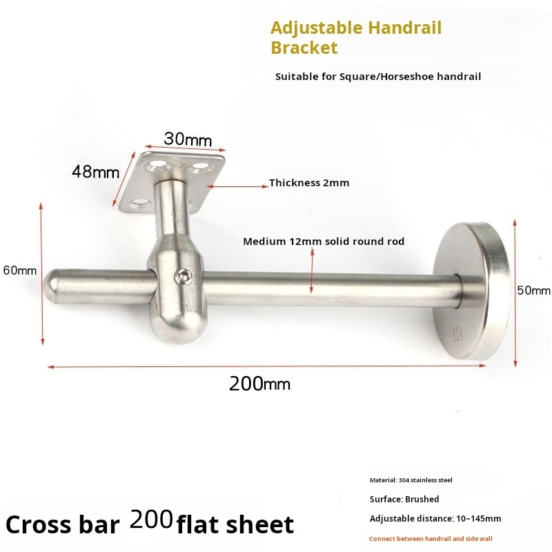 Roestvrij staal verstelbare leuning bevestigingsbeugel Home Leuning Accessoires Muursteun Wandmontage steunbeugel