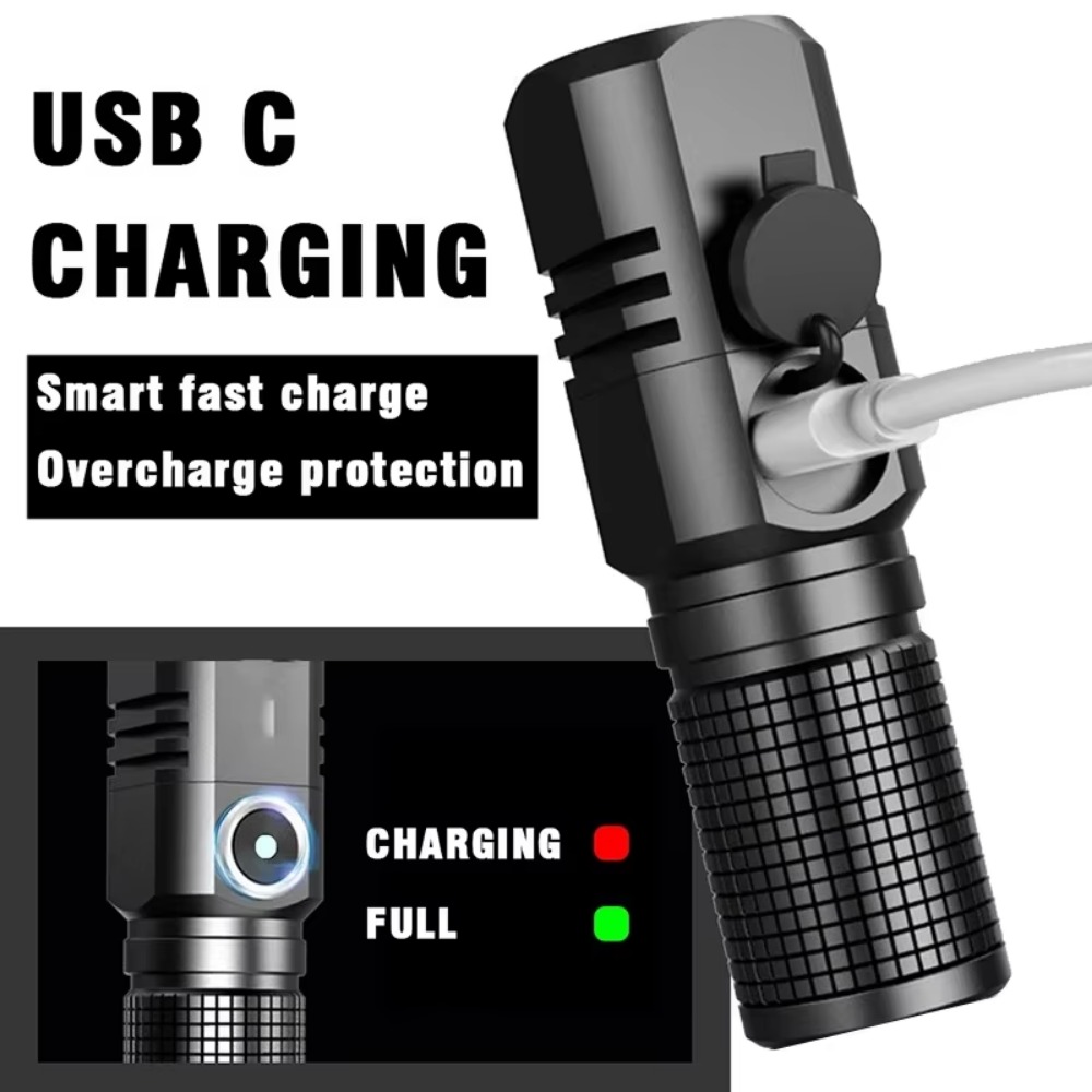 超高輝度 XHP50 ミニ LED 懐中電灯 USB 充電式ズームアルミ合金戦術懐中電灯屋外キャンプ釣り