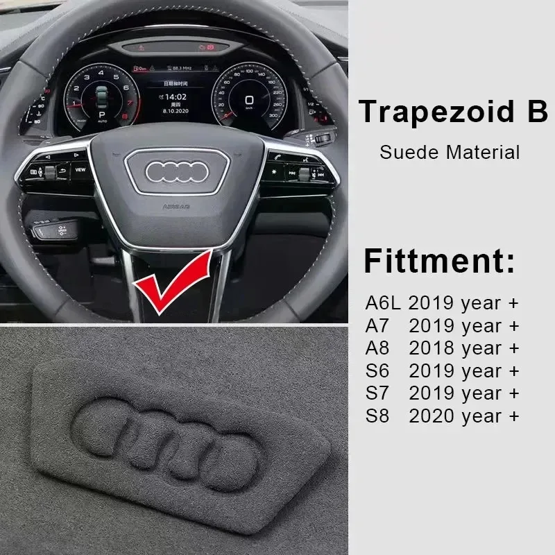 Car Suede Steering Wheel Panel Sticker Emblem Decoration Accessories For Audi A4 B8 8K A6 C6 4F Q5 8R Q7 4L A3 8V C7 Q5 A8 Q7 B6