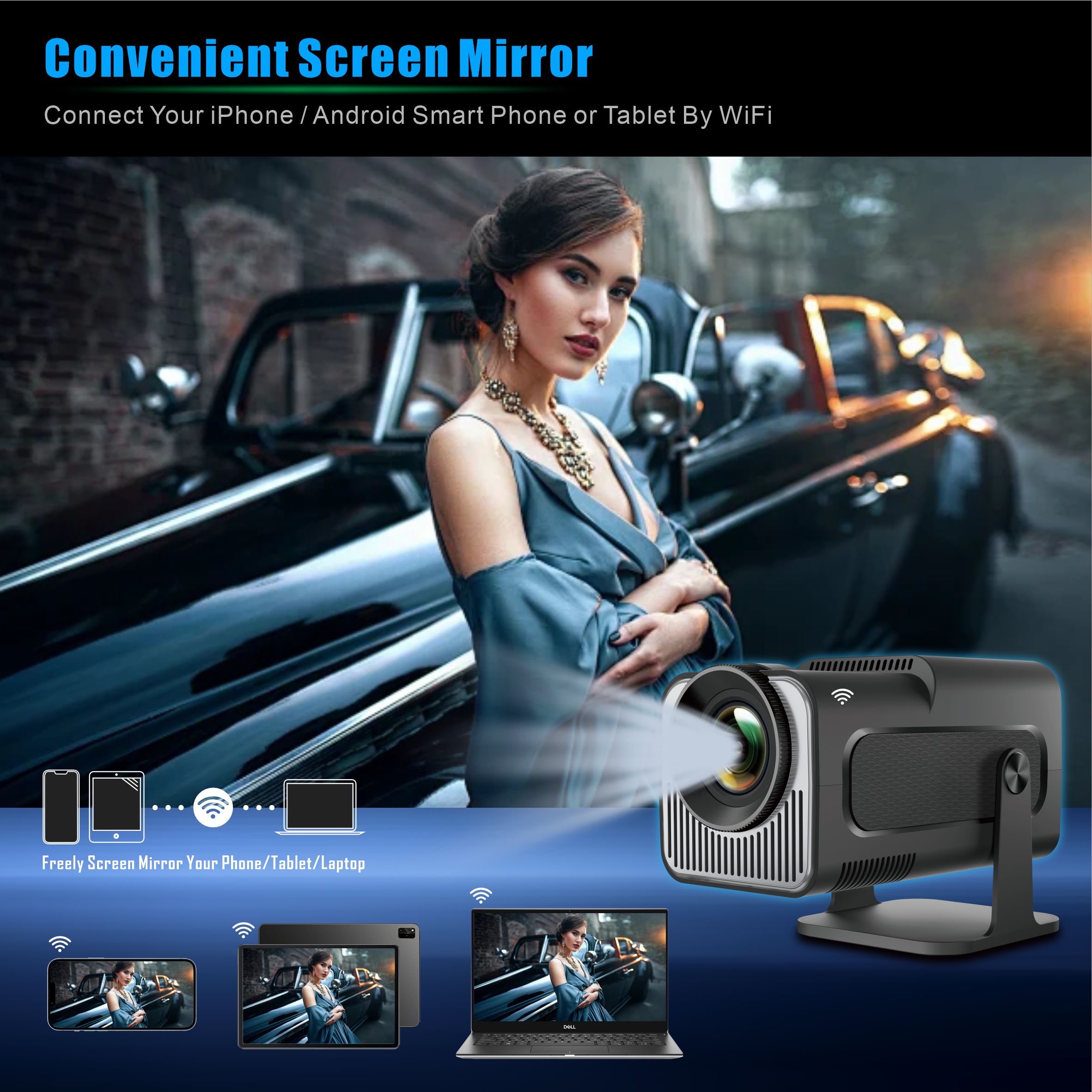 HY320มินิสมาร์ทโปรเจคเตอร์4K แอนดรอยด์11 Wifi6คู่200แอนดรอยด์11 BT5.0 H713 1080P 1980*1080P โฮมเธียเตอร์โปรเจ็คเตอร์กลางแจ้ง