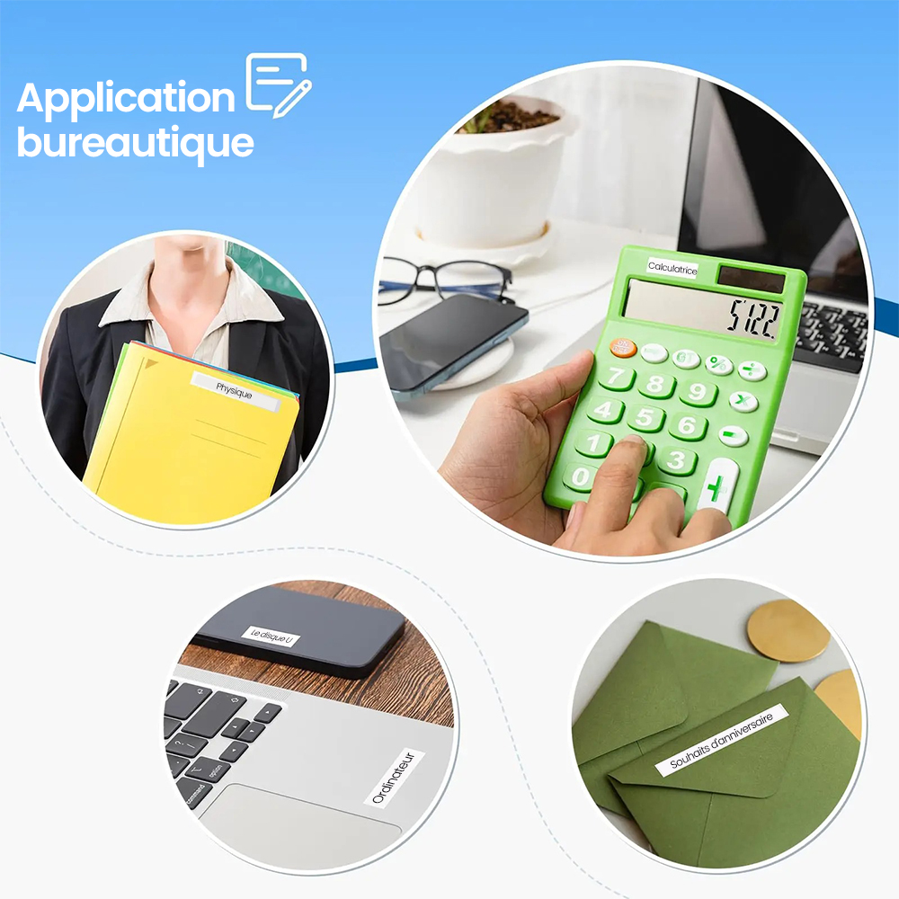 Ruban de stratification d'étiquettes blanc TZ, 6/9/12/18/24mm, tze231 tze241 tze251 tze221, Compatible pour imprimante d'étiquettes Brother PT-H100 PTD600