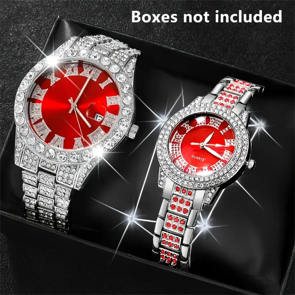 Ensemble de montres à quartz pour couples à la mode, boîtier en alliage de zinc, affichage analogique, cadeau parfait pour la Saint-Valentin, Pâques et Eid