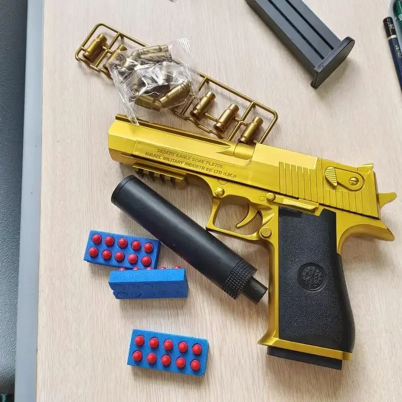 Pistolet zabawka edukacyjna z wystrzeliwującymi nabojami, pistolet na miękkie kulki piankowe dla dzieci, chłopców i dorosłych, pistolet airsoft, prezent urodzinowy dla dzieci.
