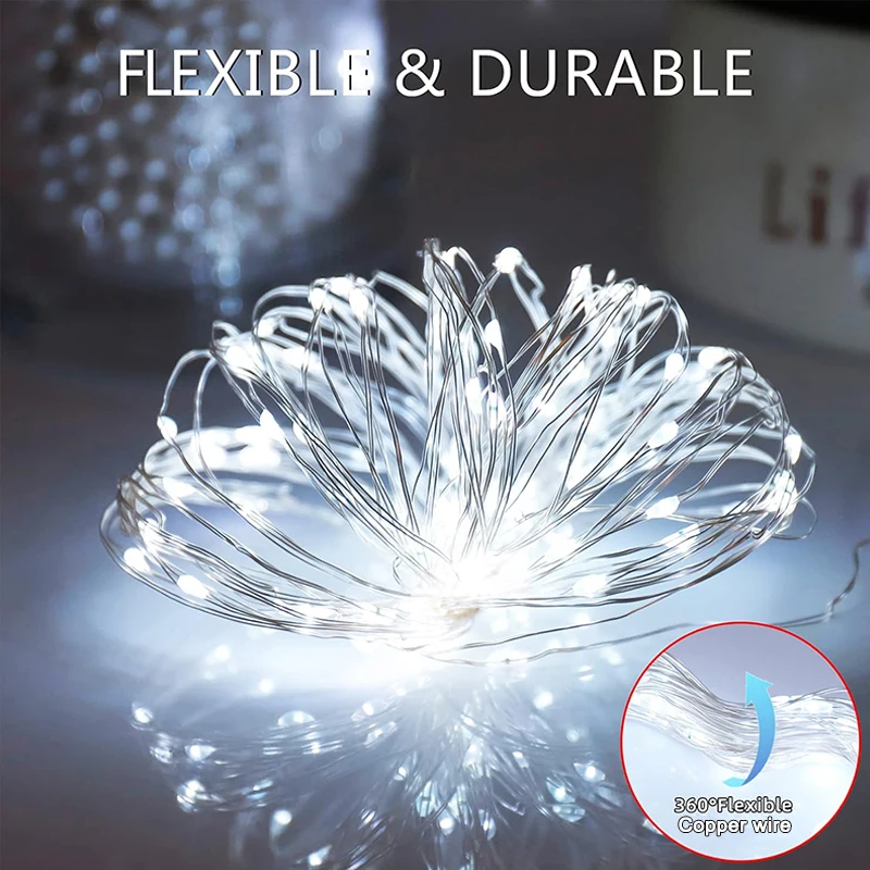 Solar Fairy String Lights Outdoor LED Garden Christmas Decor Garland Light For Xmas Halloween Thanksgiving Wedding