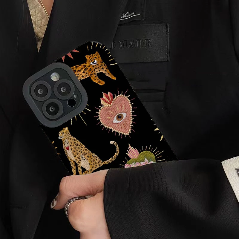 Fundas de teléfono de leopardo en forma de corazón para Iphone 11, Iphone 16 Pro Max, Iphone 13 Pro Max, Iphone 14 Pro Max, Iphone 15 Pro Max