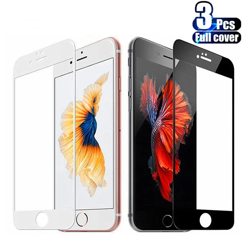 3 шт. закаленное стекло с полным покрытием для iPhone 7 8 6 6S 14 15 Plus SE 2020 Защитная пленка для экрана iPhone 13 12 11 XR X XS Max Pro Mini