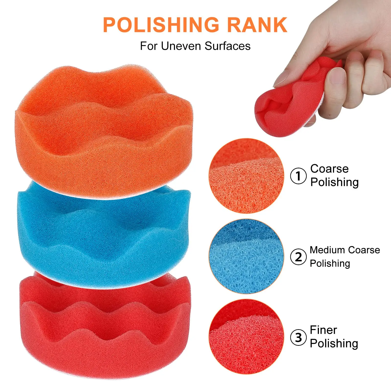 9 Pcs Drill Polishing Pad Kit 3 Inch Wool Buffing Polishing Pads Buffing Sponge Hook & Loop Backing Pad with M10 Drill Adapter