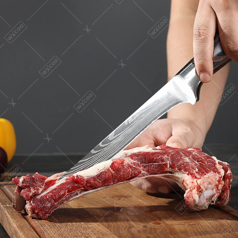 WXCOO มีดครัวมีดเชฟญี่ปุ่น Santoku Slicing Utility Meat Cleaver Butcher มีดแกะสลัก Sheath มีดทําอาหาร