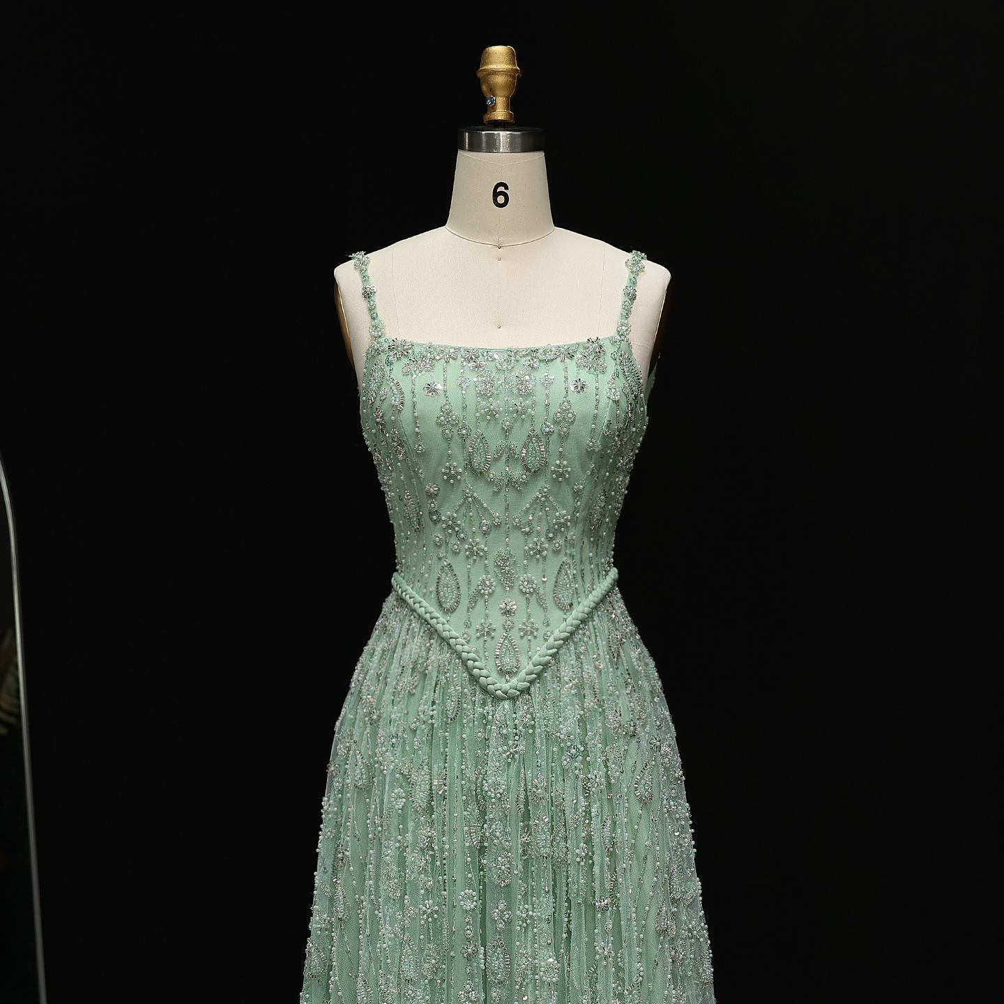 Sharon Said Elegante Saliegroene Luxe Arabische Avondjurk voor Vrouwen Bruiloft Spaghettibandjes 2023 Nieuwe SS 693 Aangepaste