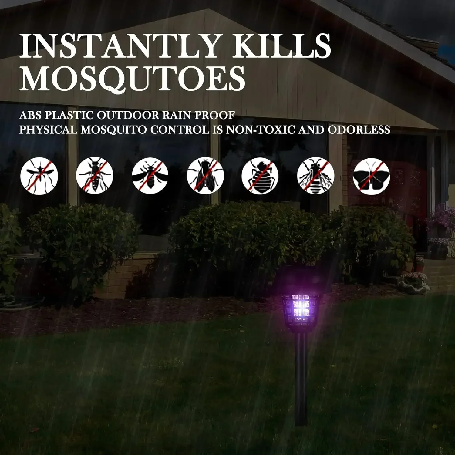 Luz Solar Exterminador de insectos para exteriores, lámpara LED impermeable con energía Solar para matar mosquitos, para uso interior y exterior