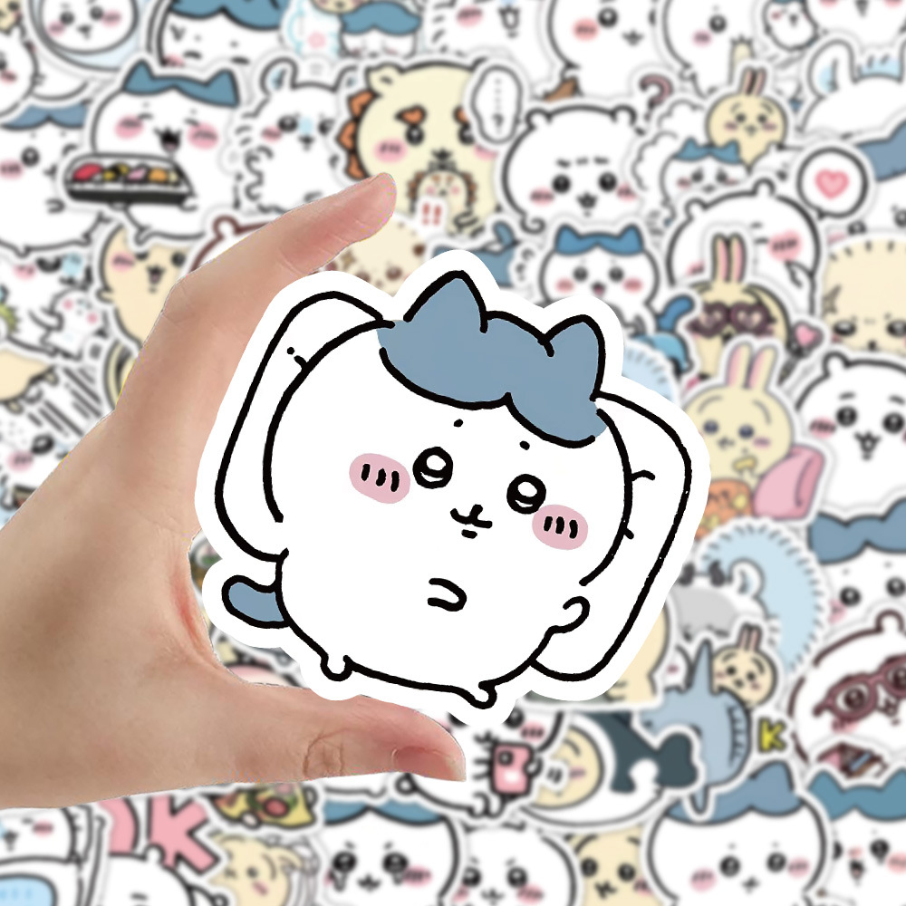 64 szt. Śliczne Chiikawa naklejki Cartoon Laptop etui na telefon lodówka bagażowa DIY naklejka Graffiti wodoodporna naklejka zabawka dla dzieci