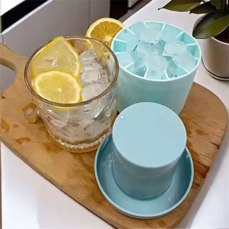 Cilindro de silicone de qualidade alimentar, treliça de gelo, molde para fazer gelo, amassar música, balde de gelo, caixa de armazenamento de gelo, copo de gelo, congelamento rápido