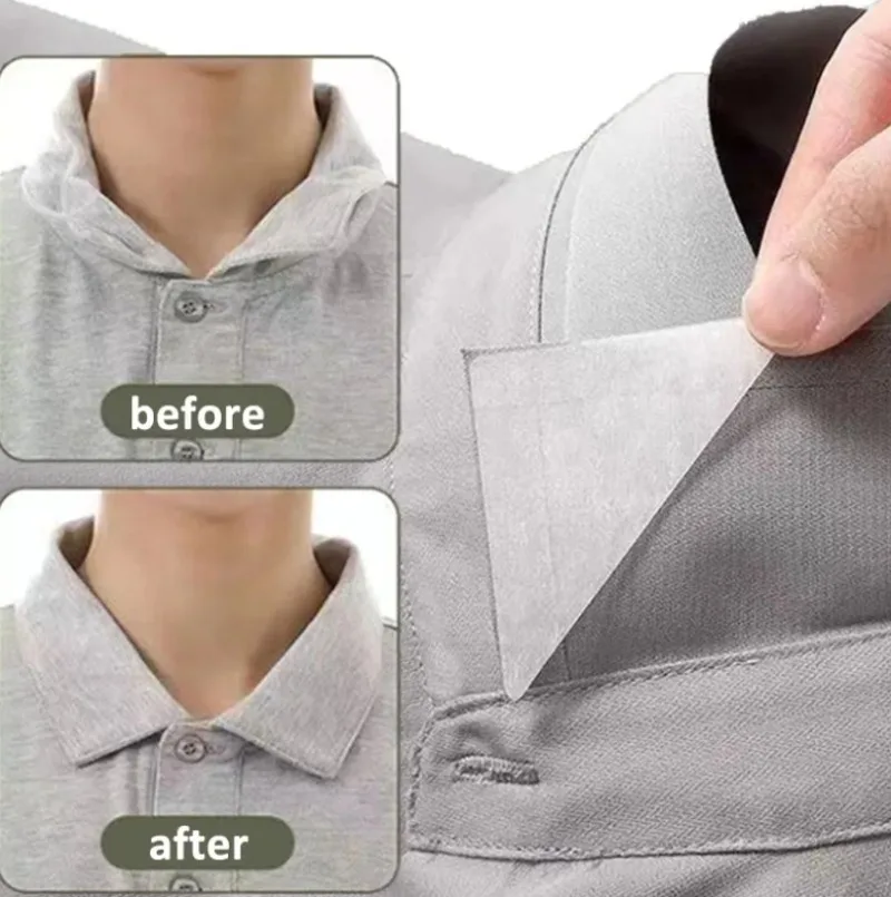 Shirts Collar Stays Sticker Anti-roll T-Shirt Stand Collar Shaper Adhesive Fixed Pads Invisible Fastener Styling Patches