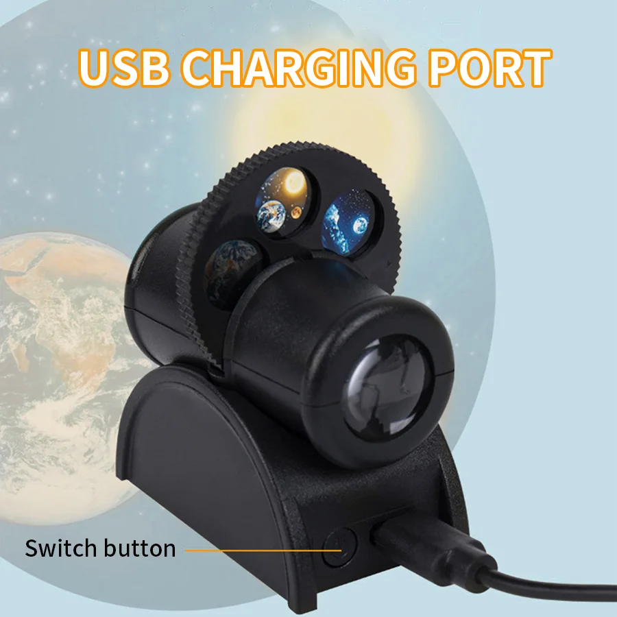 USB Mond Projektion Lampe Planet Projektor Austauschbare LED Nachtlicht Erde Mond Projektion Hintergrund Atmosphäre Wand Lampen