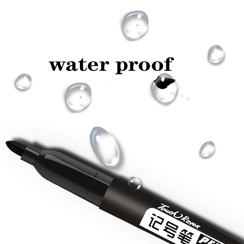 6 unids/set rotulador permanente punta fina 1,5mm punta de fibra negro azul rojo tinta impermeable bolígrafos de Color papelería suministros escolares
