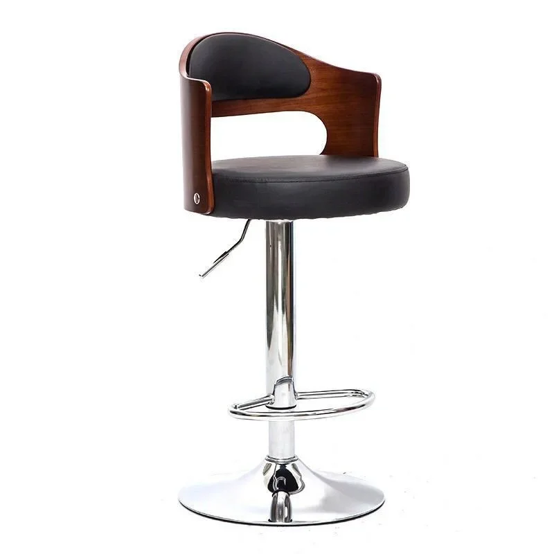 Solid wood bar chair Modern simple bar chair Lifting rotating home backrest high stool