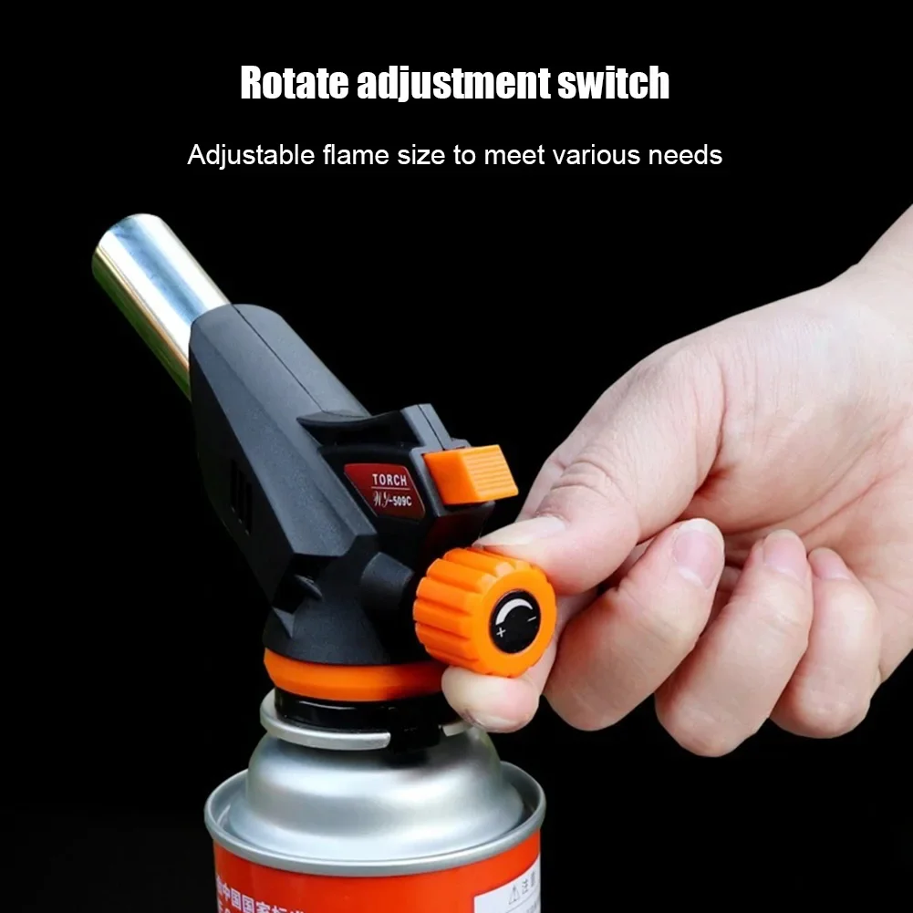 เชื่อมแก๊สไฟฉายปืนเปลวไฟ Burner หัวฉีด Flamethrower Butane Burner กลางแจ้ง Camping BBQ Brazing ไฟฉายครัวทําอาหาร Burner