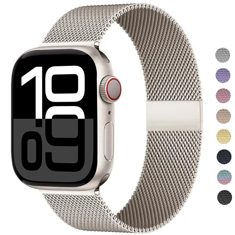 Bucle milanés para correas de Apple Watch 45mm 44mm 40mm 41mm 42mm-46mm pulsera starlight iwatch serie 8 7 6 5 SE 9 10 Ultra 2 49mm
