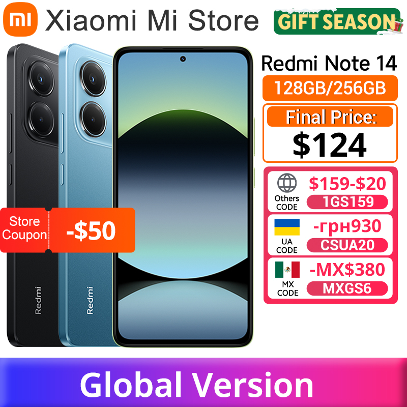 【Брендовая +】Глобальная версия Xiaomi Redmi Note 14 MediaTek Helio G99-Ultra 108MP AI 5500 мАч 6,67-дюймовый AMOLED-дисплей 120 Гц