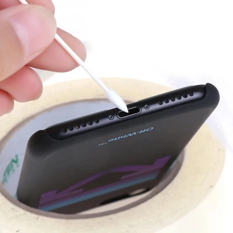 100 Uds. Hisopo de limpieza desechable sin polvo, palo de algodón para AirPods, auriculares, accesorios de puerto de carga de teléfono