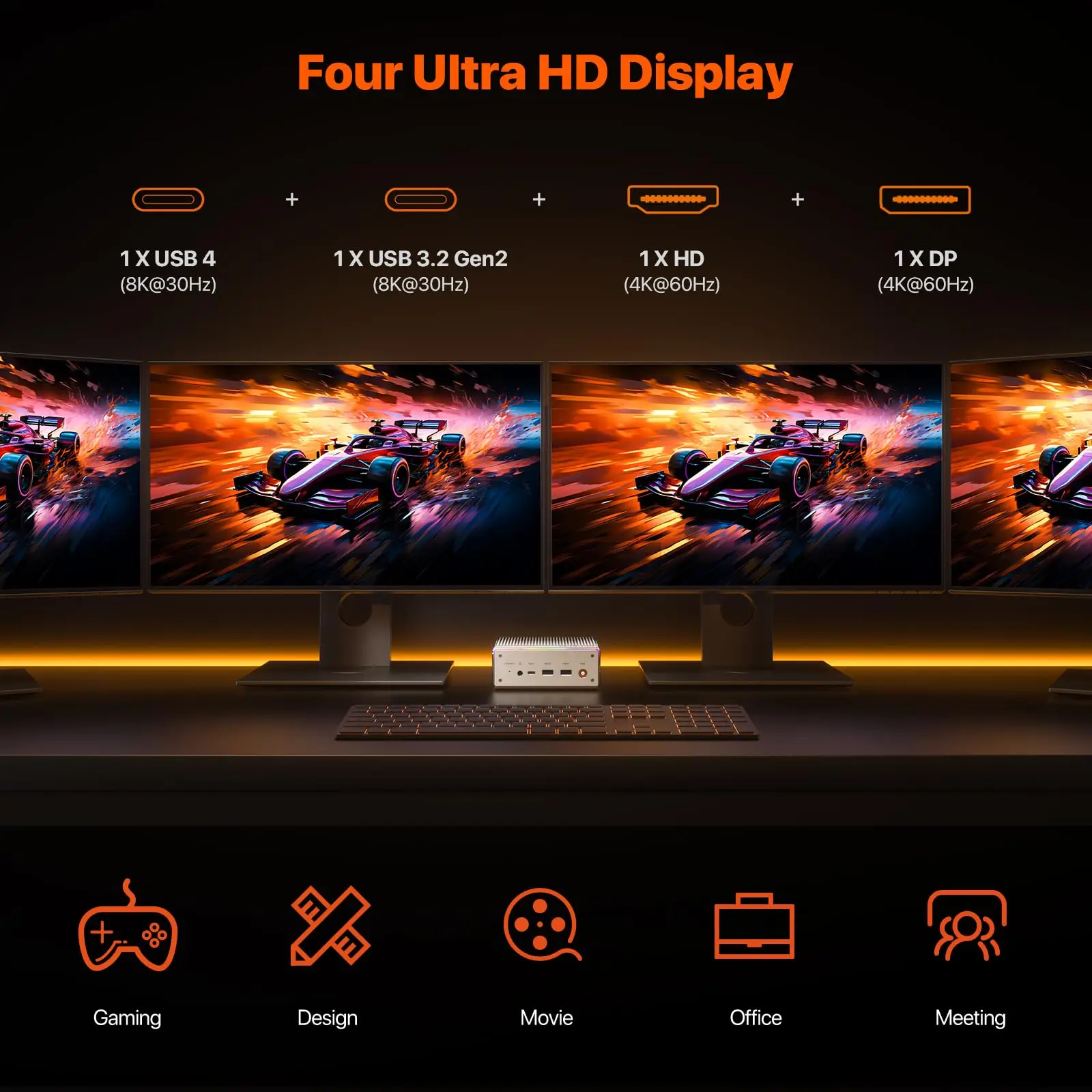 PELADN HO4 Gaming-Mini-PC AMD Ryzen 7 8845HS 32 GB DDR5 5600 MHz 1 TB PCIe4.0 SSD, AMD Radeon 780 M mit Dual RJ45 LAN, WiFi6 BT5.2
