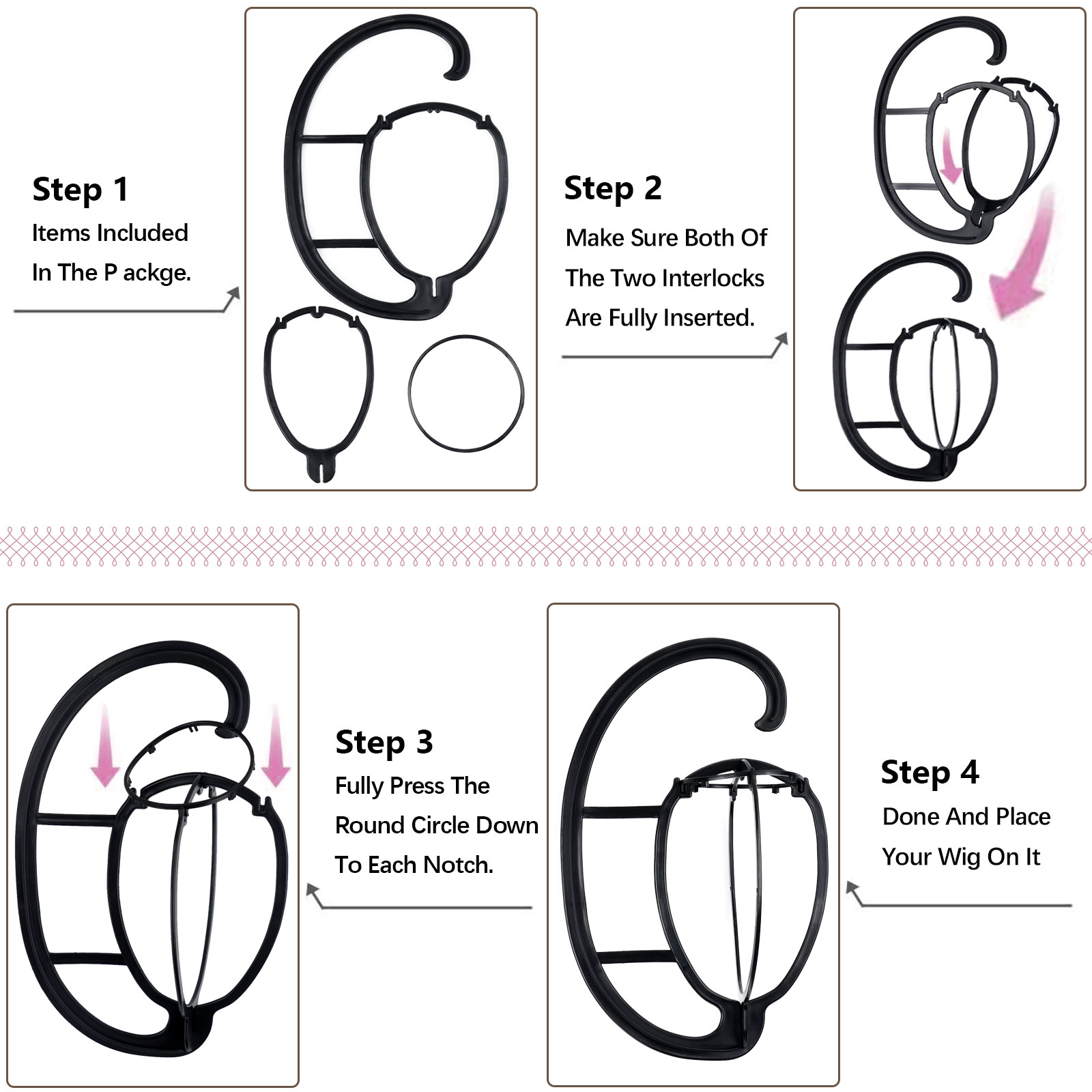 Dobrável portátil peruca cabide Stand para perucas e chapéus, suporte secador durável, peruca dobrável