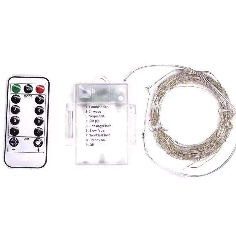 Christmas Decorations Outdoor Battery Operated Remote Copper Wire String Lights Holiday Wedding Party Decor Fairy Garden Lights