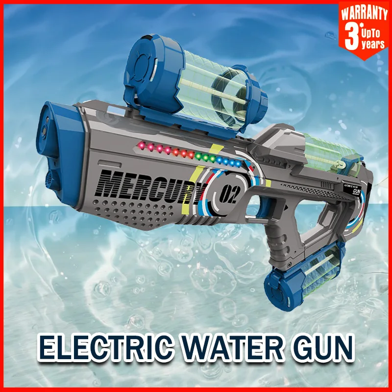 2024 verão pistola de água elétrica crianças brinquedo totalmente automático tiro contínuo pistola de água com efeitos sonoros eficiência luminosa