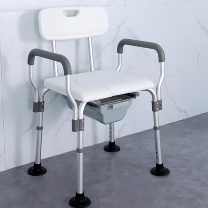 Sillas para personas mayores con altura ajustable, silla para personas mayores ligera y portátil, muebles para patinete médico de acero inoxidable