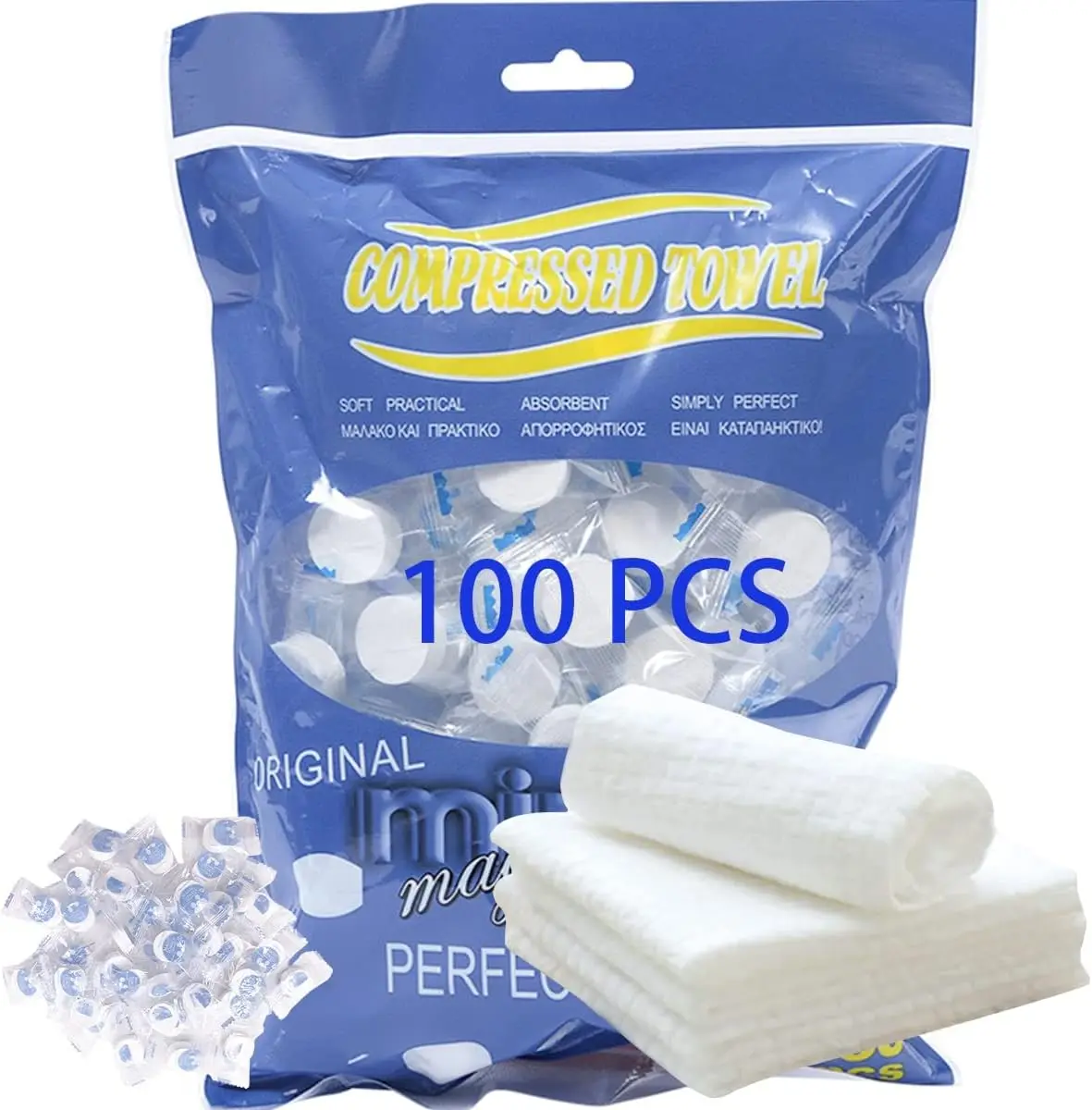 Komprimiertes Handtuch 100 Stück Mini-Tabletten Einweg tragbares Gesichts tuch Baumwoll münze Taschentuch für Reisen, Zuhause, Schönheits salon