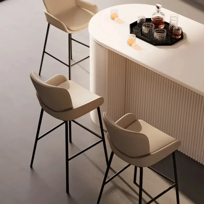 Insel Esstisch Bar Stuhl Hohe Leder Eisen Partys Barhocker Elegante Luxus Ergonomie Gabello Cucina Alto Bar Möbel