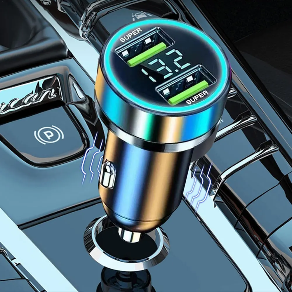 Adattatore di ricarica super veloce per caricabatteria da auto portatile 2USB 12V-24V per telefono Iphone Huawei Samsung Xiaomi