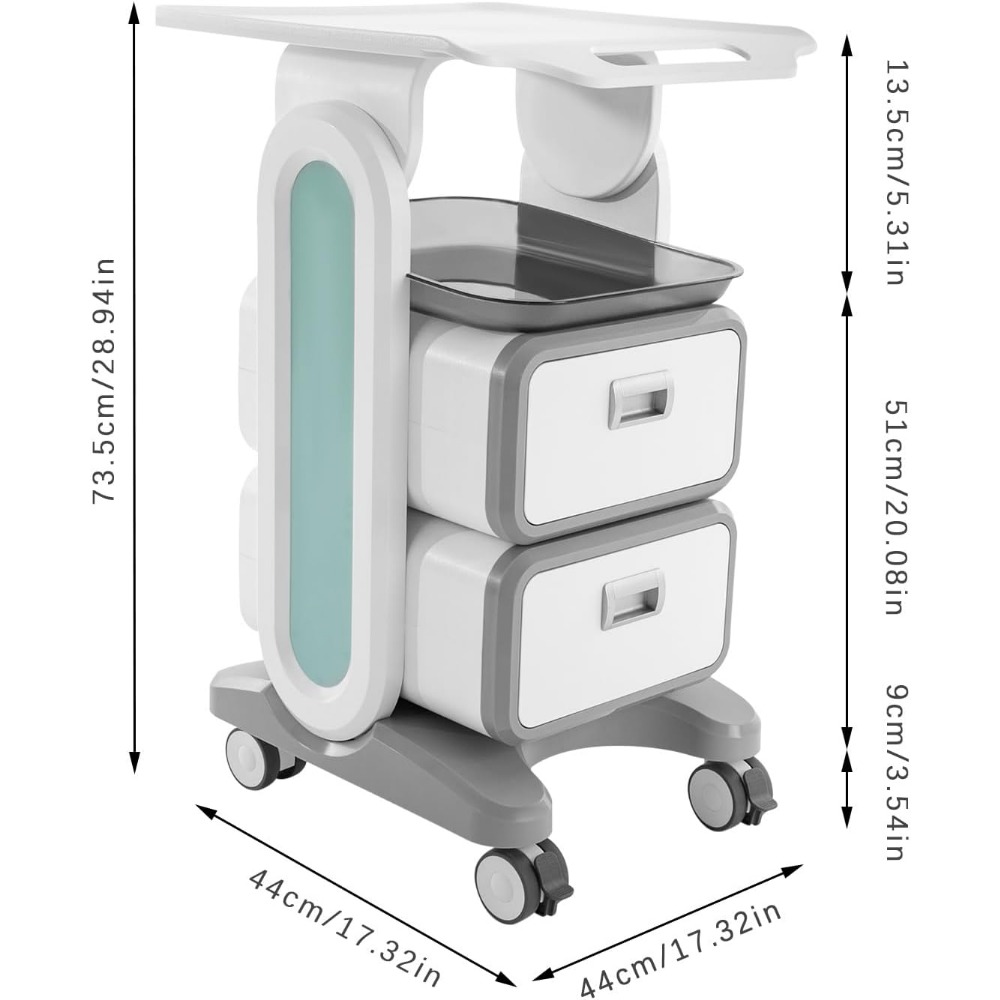 Mobile Medical Trolley Cart 132 Lbs Load Portable Professional Medical Cart with Drawers Tool Tray  for Hospital Medical Salon