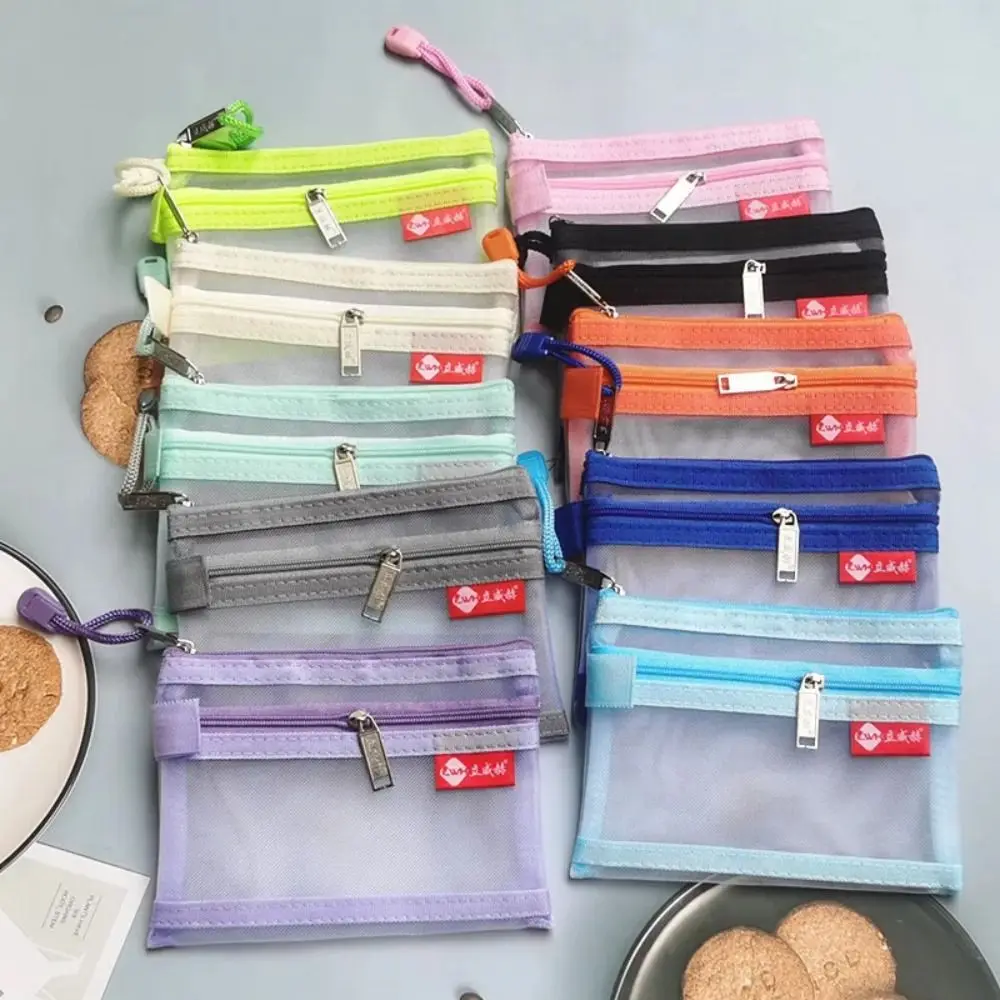 Kleine Mesh Doppelschicht Münztüten Bus ID Kreditkarte Aufbewahrungstasche Geld Geldbörse Kopfhörer Kabel Linie Organizer Tasche