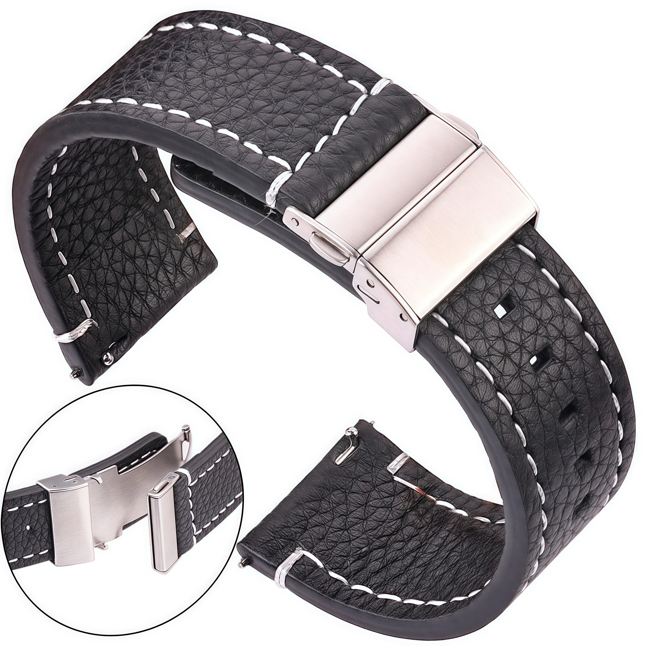 Mềm Mại Da Thật Chính Hãng Da Đồng Hồ Thông Minh 18 20 22 24Mm Nữ Nam Da Bò Dây Nâu Đen Phát Hành Nhanh Dây Đeo Đồng Hồ vòng Tay