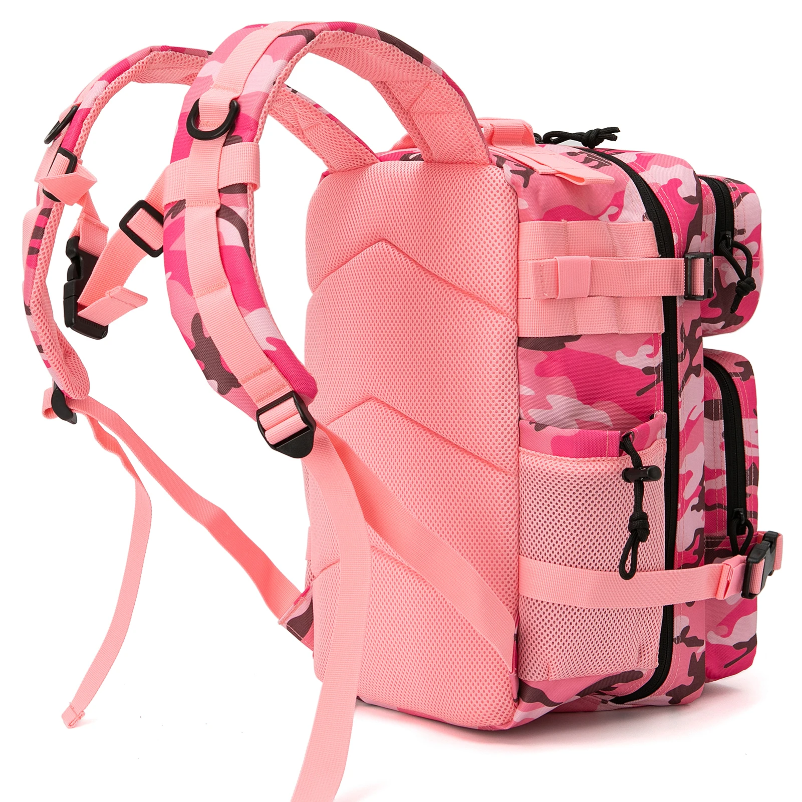 Mochila tática 25l/45l para mulheres/homens, caminhadas ao ar livre, corte a laser, molle, mochila escolar, academia, com suporte de copo duplo