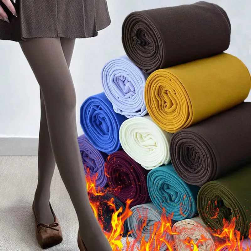 Farbe Thermo Leggings Elastische Feste Thermische Herbst Winter Strumpfhosen Hohe Taille Schlank Verdicken Samt Enge Hosen Lange Strümpfe