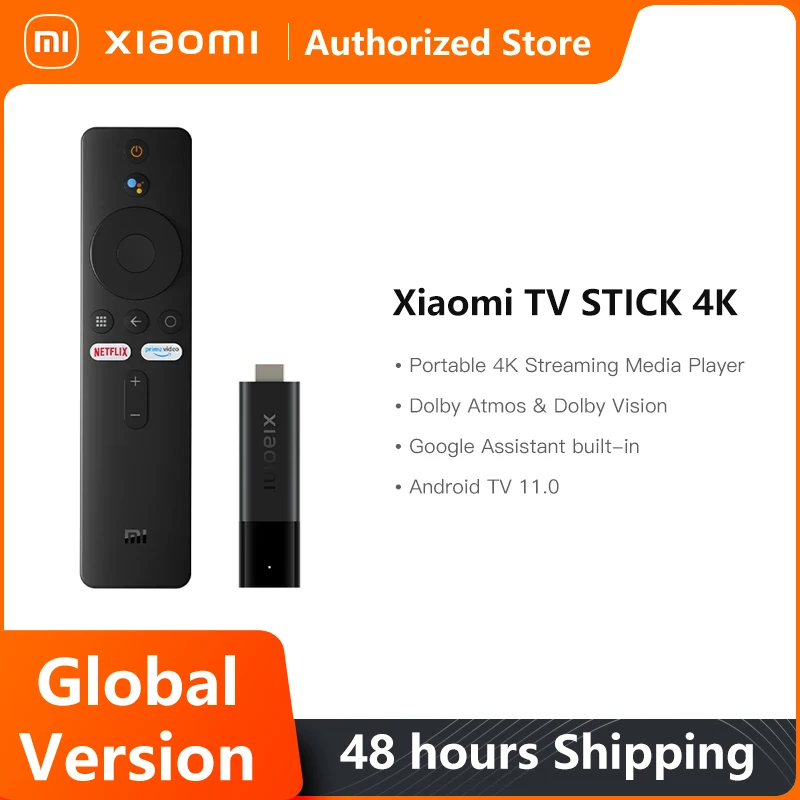 Global Version Xiaomi Mi TV Stick 4K Android 11 Portable Streaming Media 2GB 8GB Multi Language BT5.0 TV Dongle