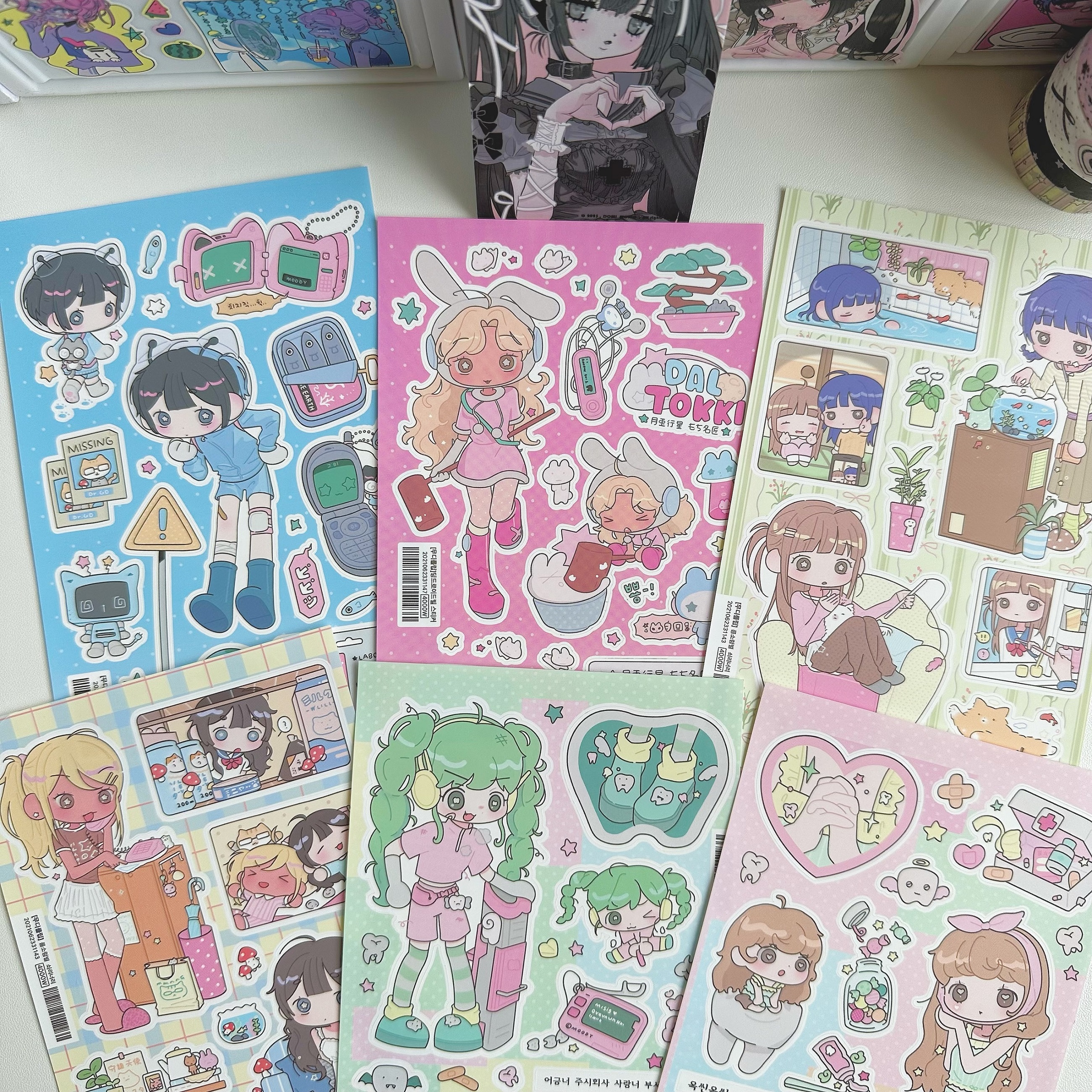 Adesivos coreanos fofos e legais japoneses shibuya menina adesivos kawaii personagens adesivos manual diário scrapbook adesivos diy