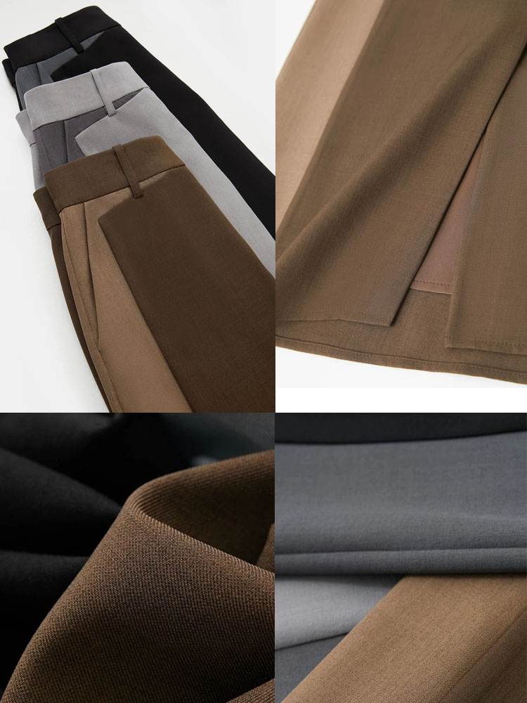 Женская минималистская юбка Amii, Новинка осени 2024, необычная прямая Базовая элегантная юбка-блейзер с разрезом и асимметричным подолом, 12443145