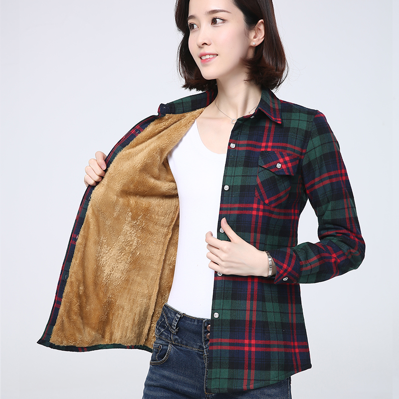 2023 inverno novo mais grosso feminino quente camisa xadrez casaco senhora casual velo veludo jaqueta topos roupas femininas quentes outerwear
