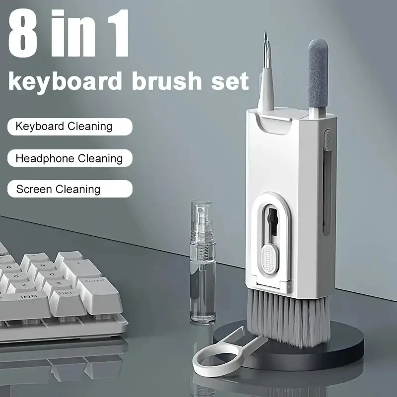 Kit de limpieza 8 en 1, cepillo limpiador de teclado de ordenador, bolígrafo de limpieza para auriculares, herramientas de limpieza de teléfono LPAD, extractor de teclas