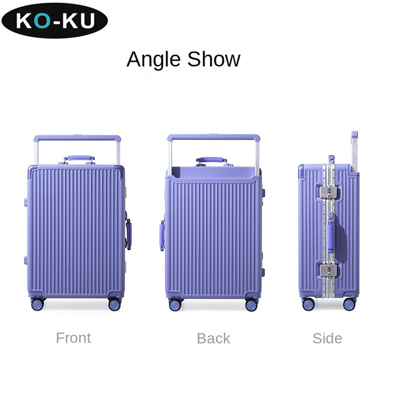 Ko-ku-女性用アルミフレーム荷物、ボーディングボックス、ミュートユニバーサルホイール、ワイドハンドル、トラベルスーツケース、トロリーケース、20インチ、22インチ、24インチ、26インチ