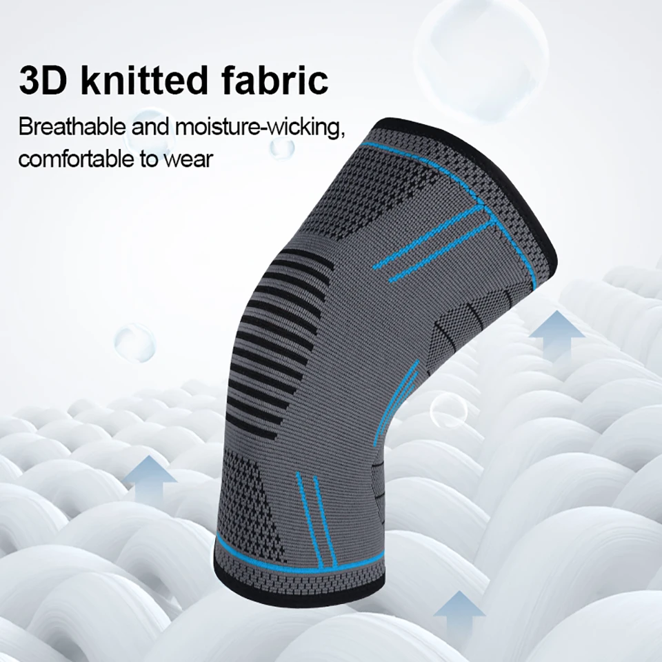 1Pcs 탄성 무릎 패드 실리콘 미끄럼 방지 니트 통기성 나일론 스포츠 피트니스 Kneepads 농구 배구 야외 스포츠